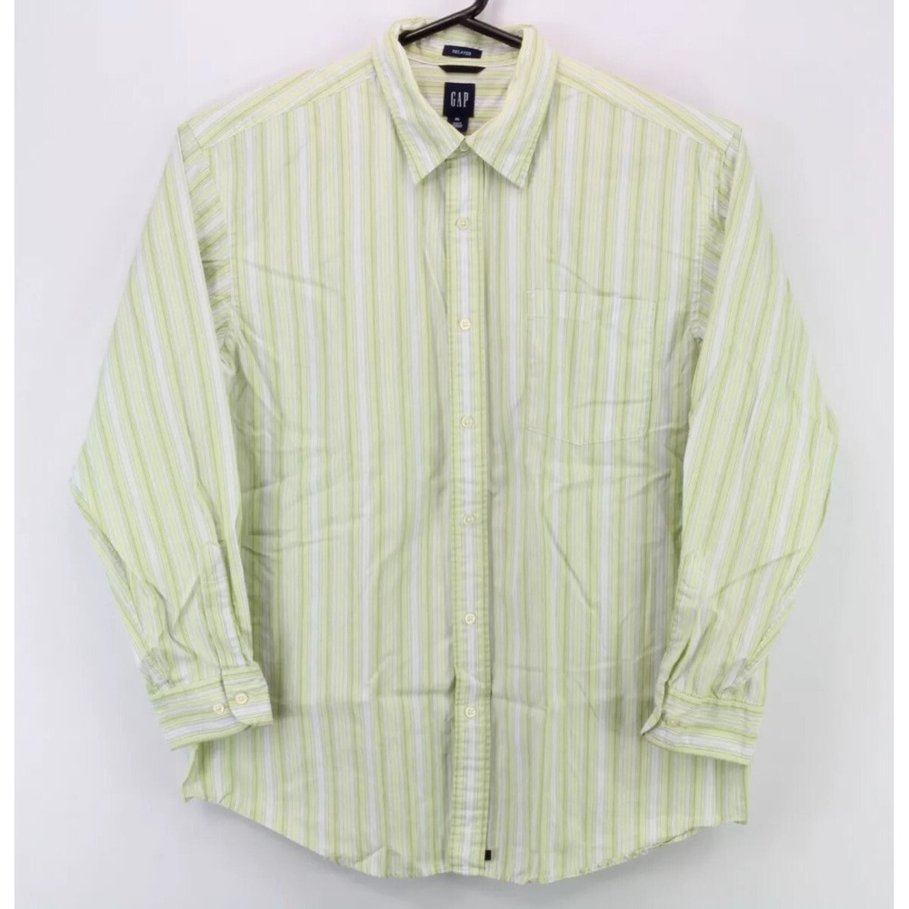 Gap Mens Button Up Long Sleeve Collared Relaxed Shirt Size XL Multicolor Striped